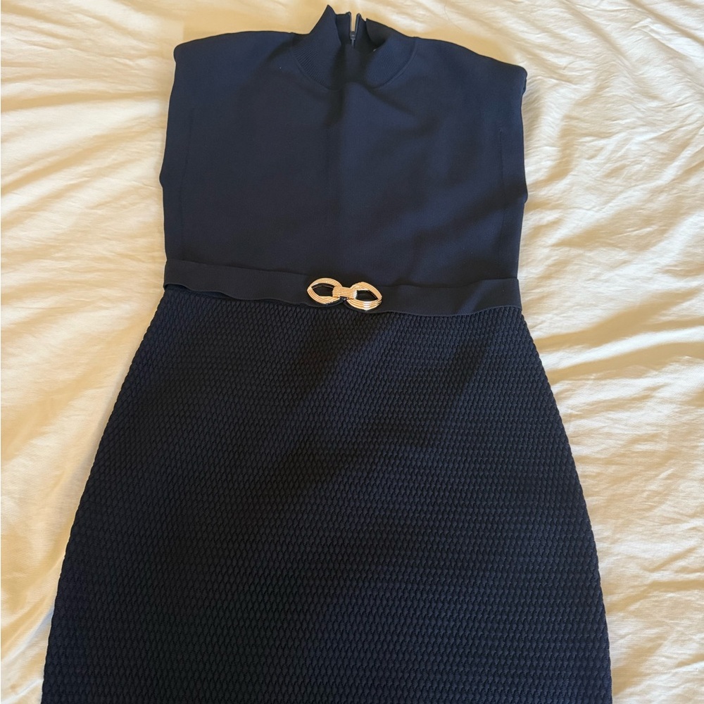 Rebecca Vallance Strapless Black Dress with Gold Detail